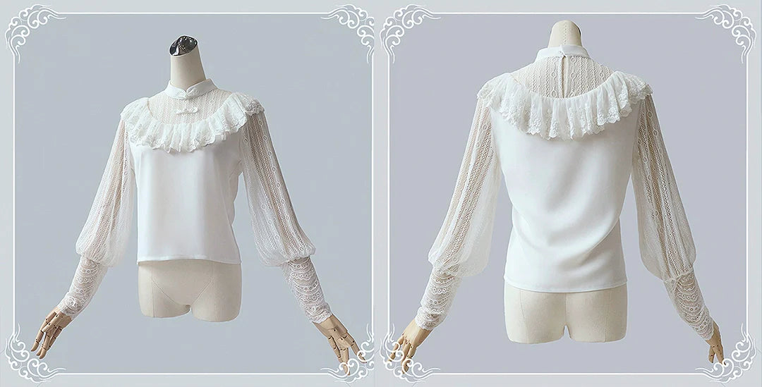 Sheer blouse with Chinese buttons