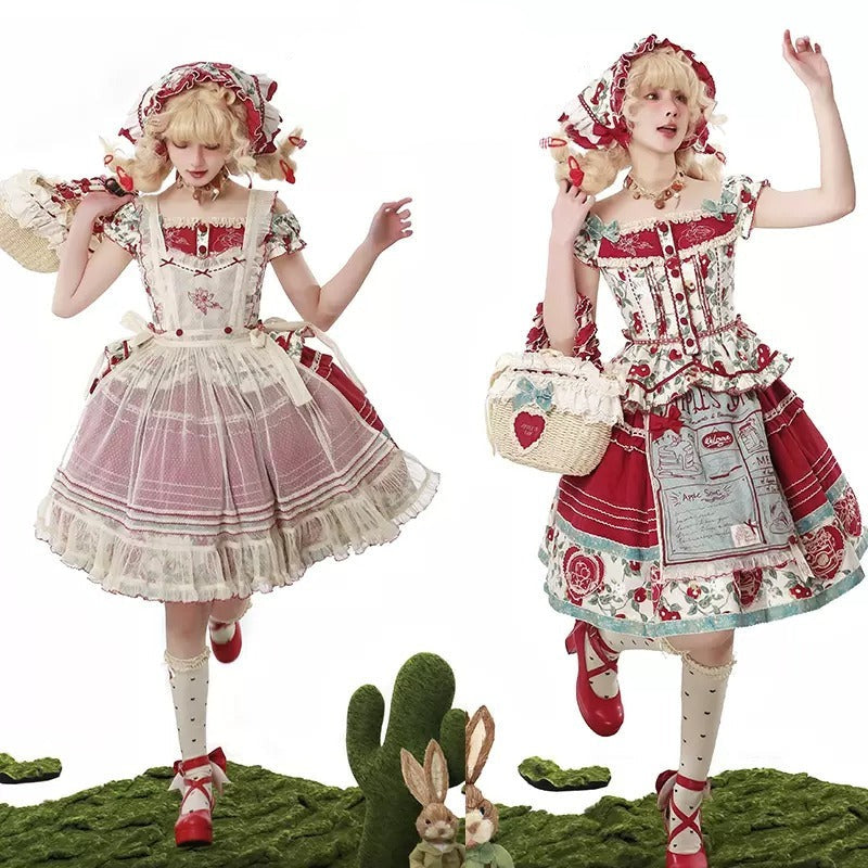 [Sale period ended] Apple Paradise tops and skirt set/short length