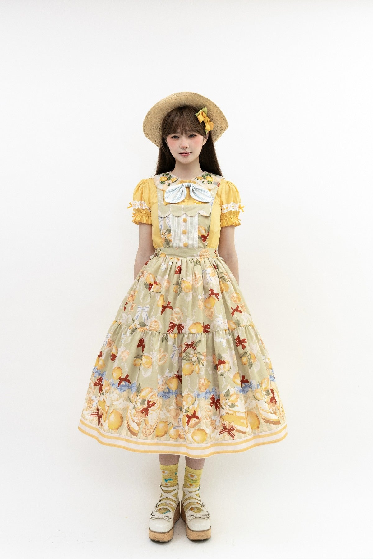 【受注予約6/26まで】Lemon Biscuit サスペンダースカート