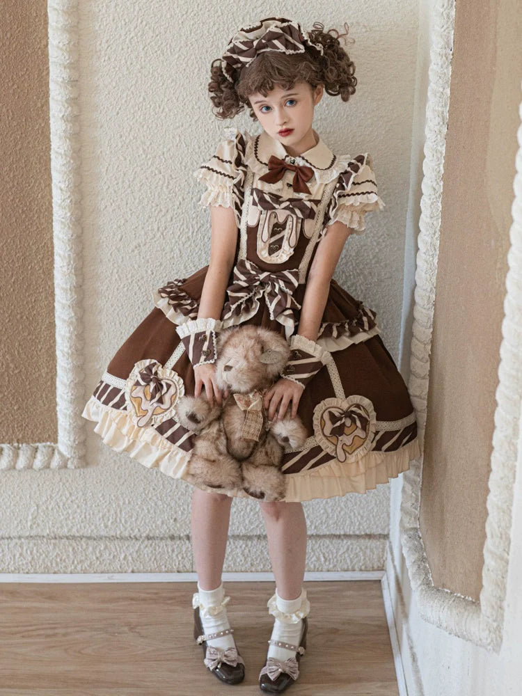 White &amp; milk chocolate jumper skirt and blouse
