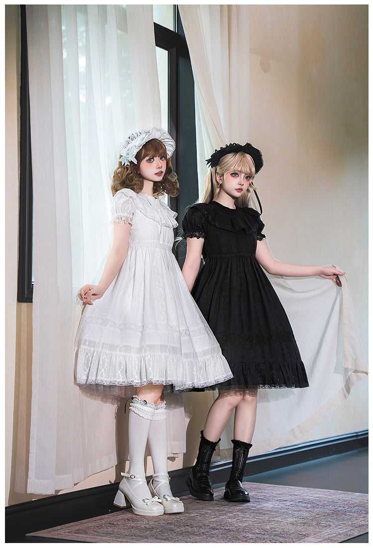 花刺繍入りコットンレースワンピース 単品＆セット