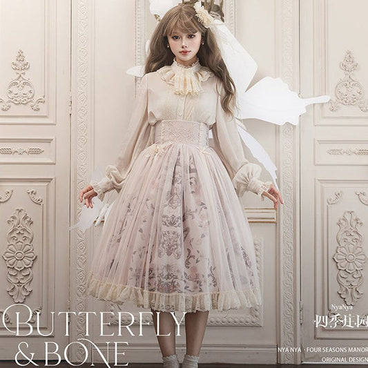 【受注予約11/19まで】Butterfly and Bone スタンドカラーシアーブラウス