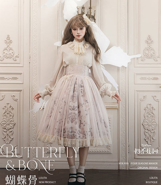 【受注予約11/19まで】Butterfly and Bone プリントスカート