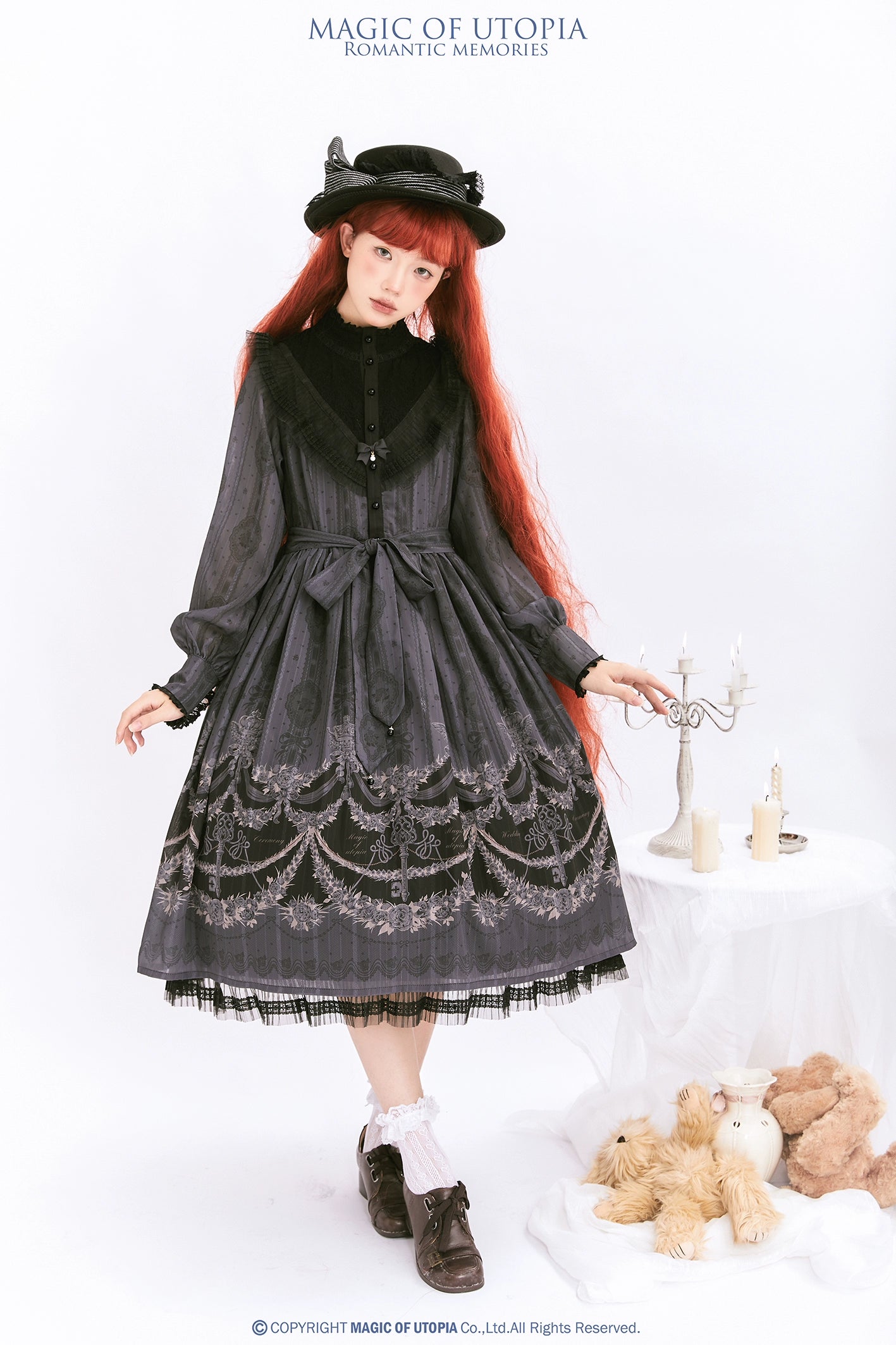 [Sale period ended] Romantic Memories Stand Collar Dress