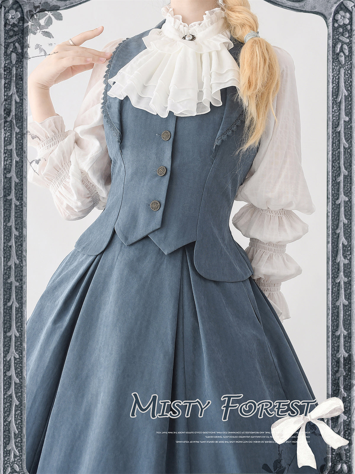 Misty Forest blouse with jabot [20% off when purchased together]