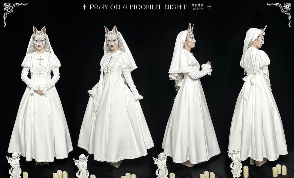 【再販・受注予約10/16まで】Pray on a Moonlight Night ワンピース・ホワイト・ロング丈