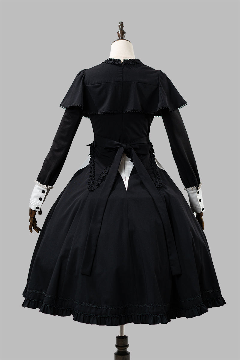 【受注予約12/3まで】漆黒の秒針 長袖ワンピース・ショート丈