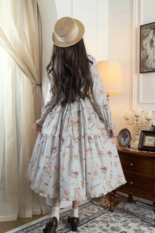 【受注予約11/4まで】Autumn Rabbit Bear ワンピースとジャンパースカート シンプルver.