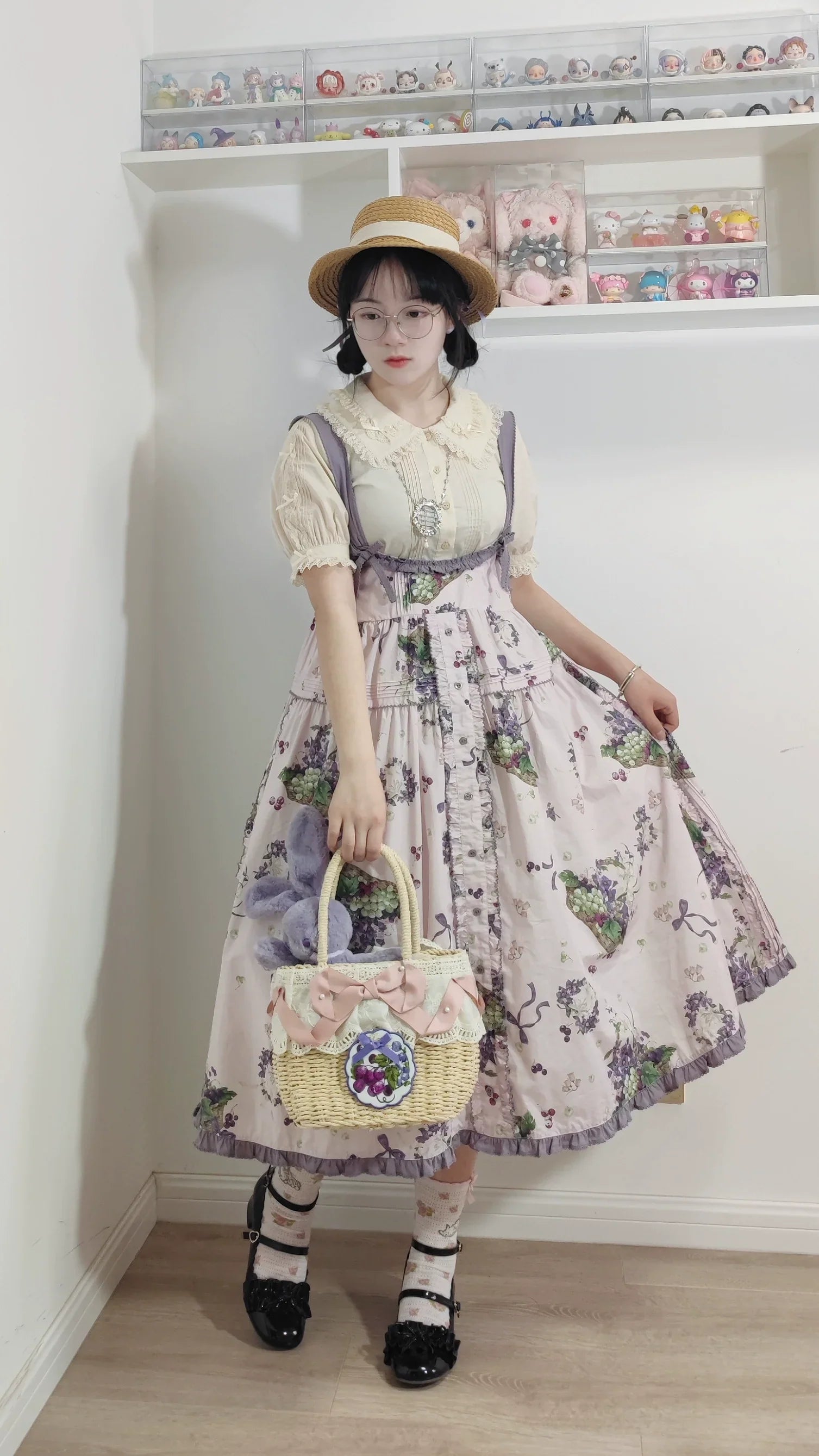 Picnic Basket Jumper Skirt Grape Pattern