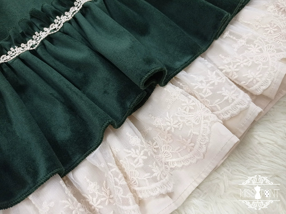 [Pre-order] British Classical Lolita Velvet High Waist Skirt