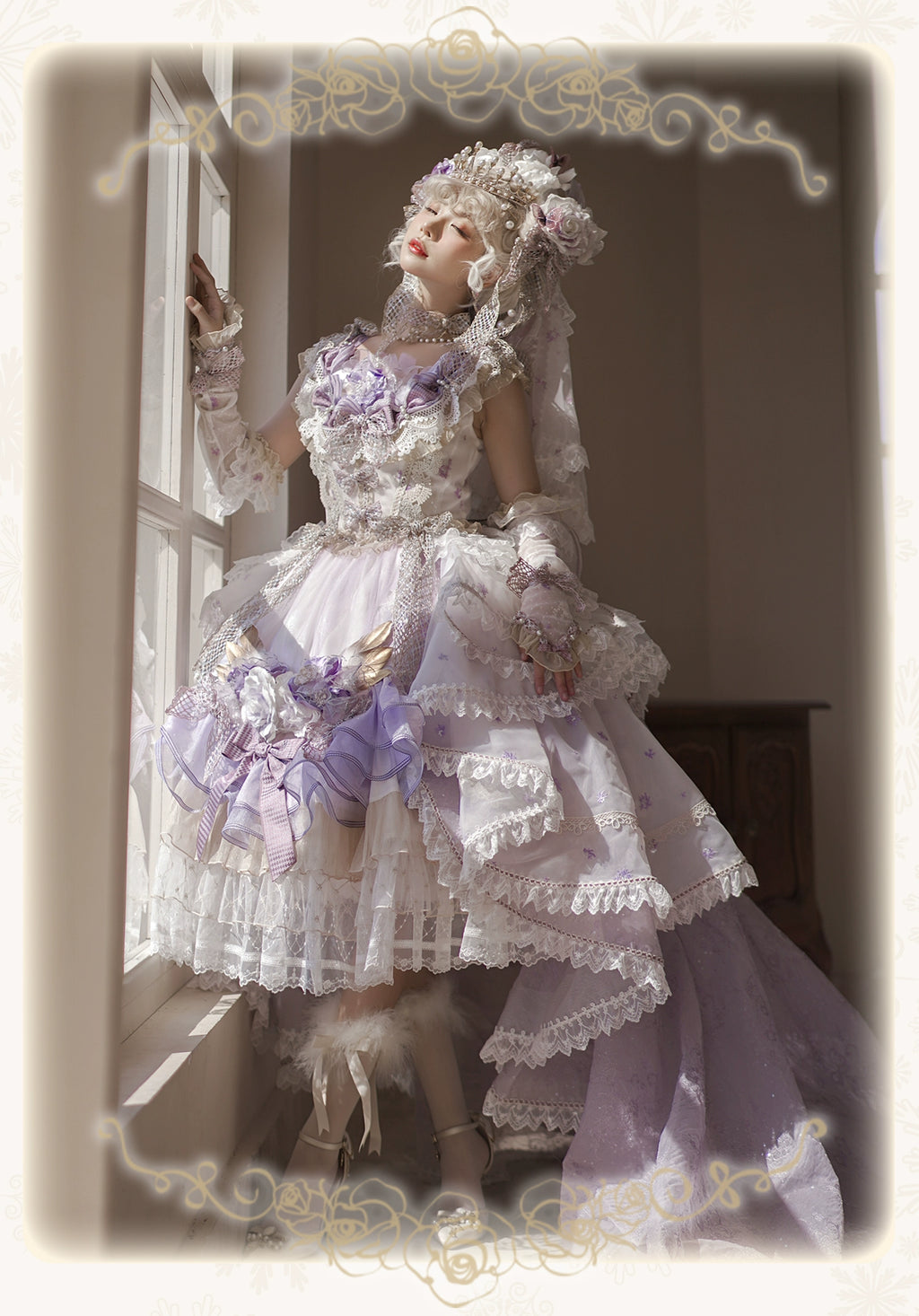 【受注予約8/13まで】Snow Rose Princess トレーン付きドレス・パープル
