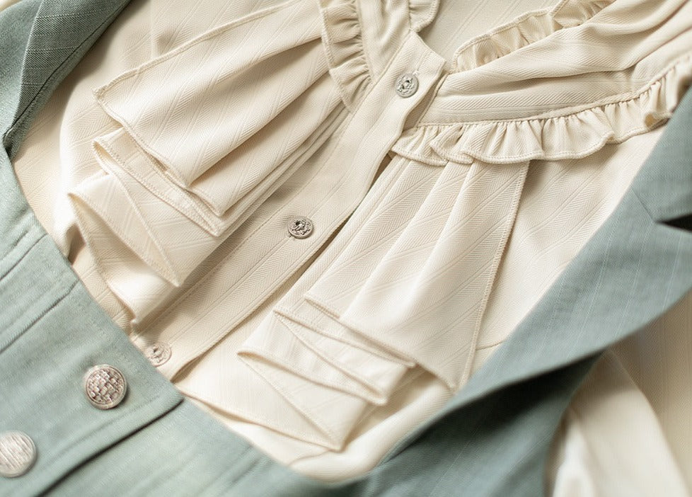 Forest Knows Fall Classical Ruffle Blouse [20% off when purchased together]