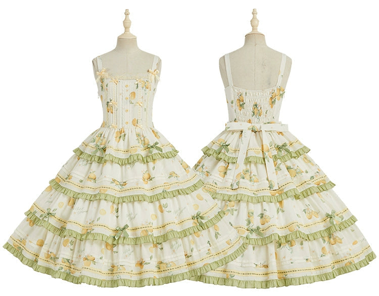 【受注予約7/16まで】Limone Town カントリー風ティアードジャンパースカート