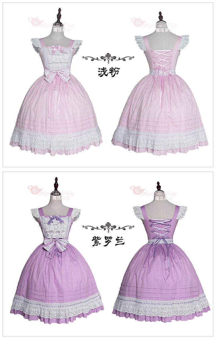 フリルレースのジャンパースカート カチューシャ付 全10色