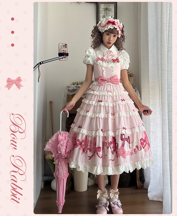 【受注予約6/11まで】Bow Rabbit ティアードジャンパースカート