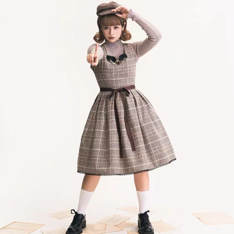 Earl Gray checked jumper skirt