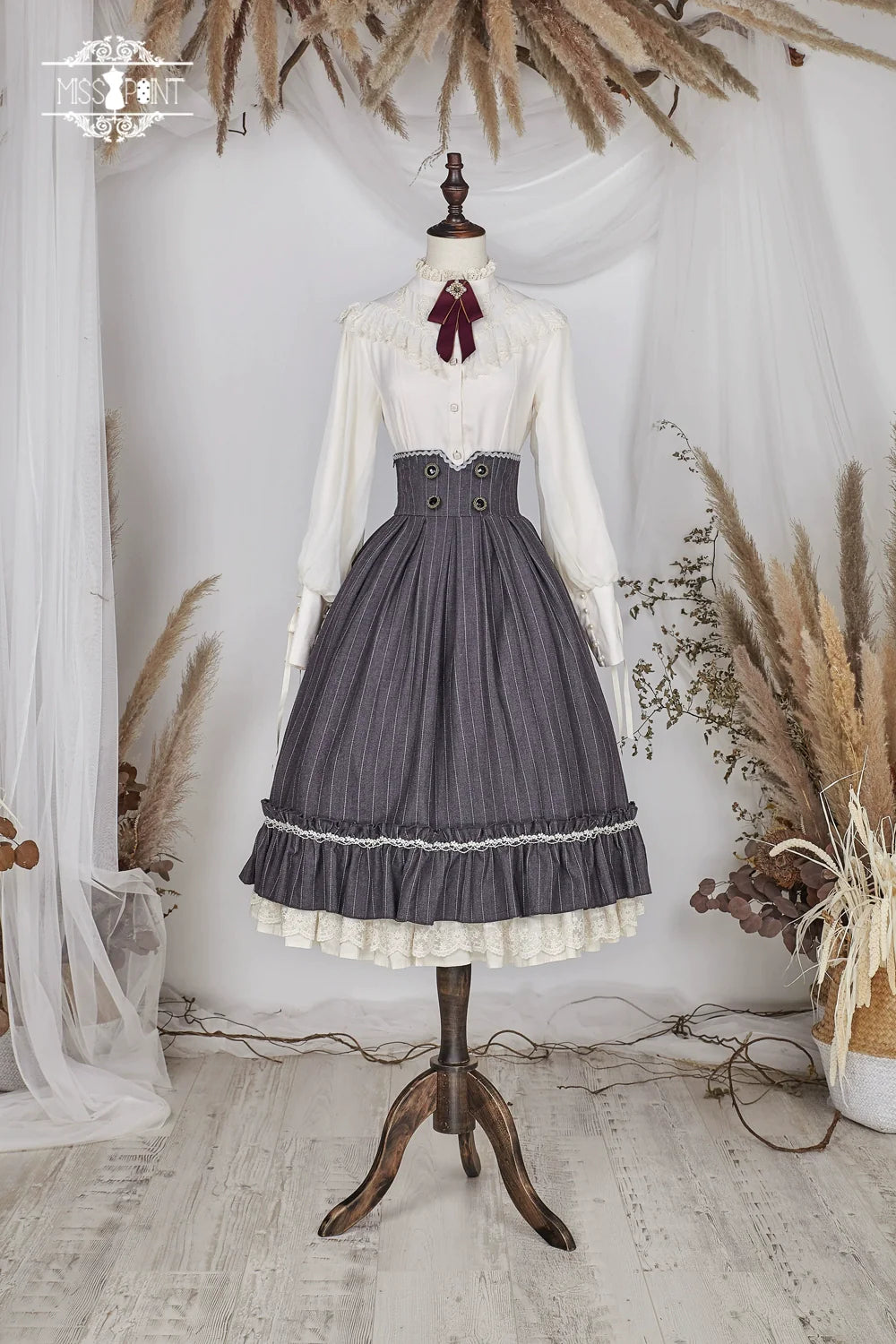 [Pre-order] British Classical Lolita Vertical Striped High Waist Skirt
