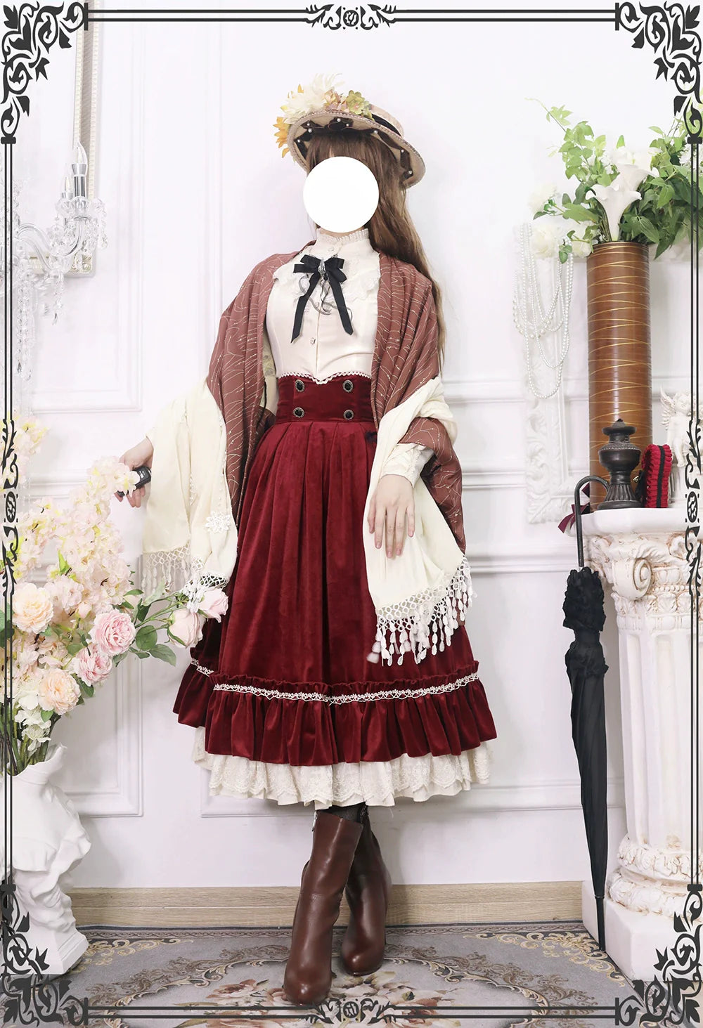 [Pre-order] British Classical Lolita Velvet High Waist Skirt