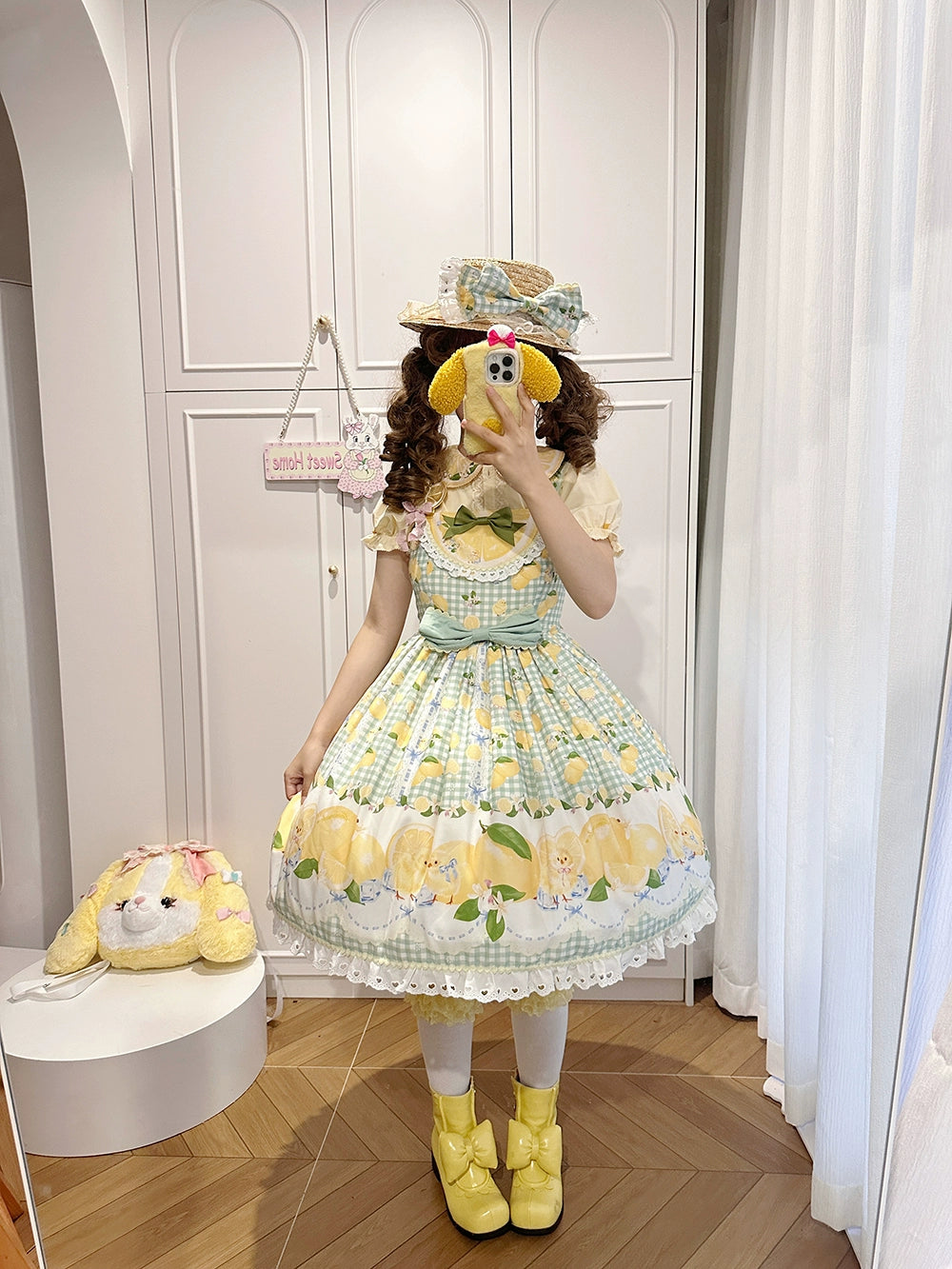 【予約販売】Lemon Sweetie プリントジャンパースカート・ミドル丈