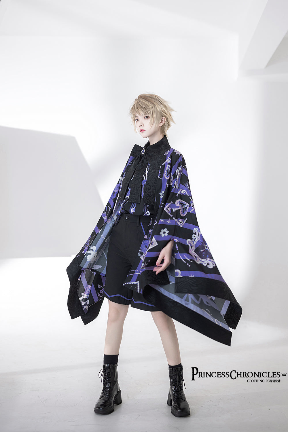 [Pre-order] Prince style blue-purple retro print haori