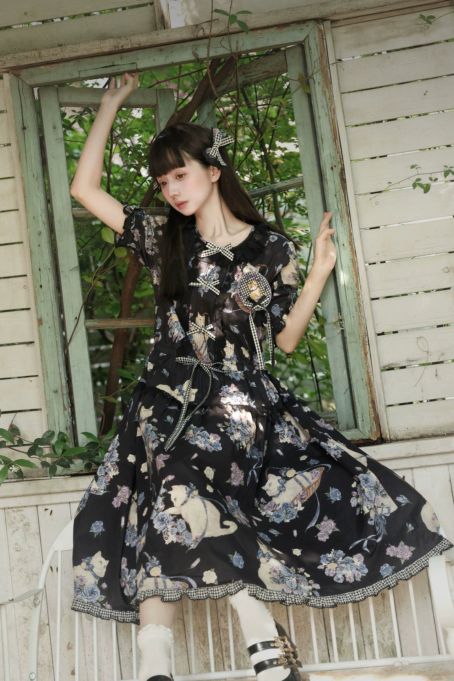 【受注予約6/19まで】Rural Cat プリントワンピース