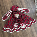 【予約販売】Checkered Petal Rabbit うさ耳付きケープ