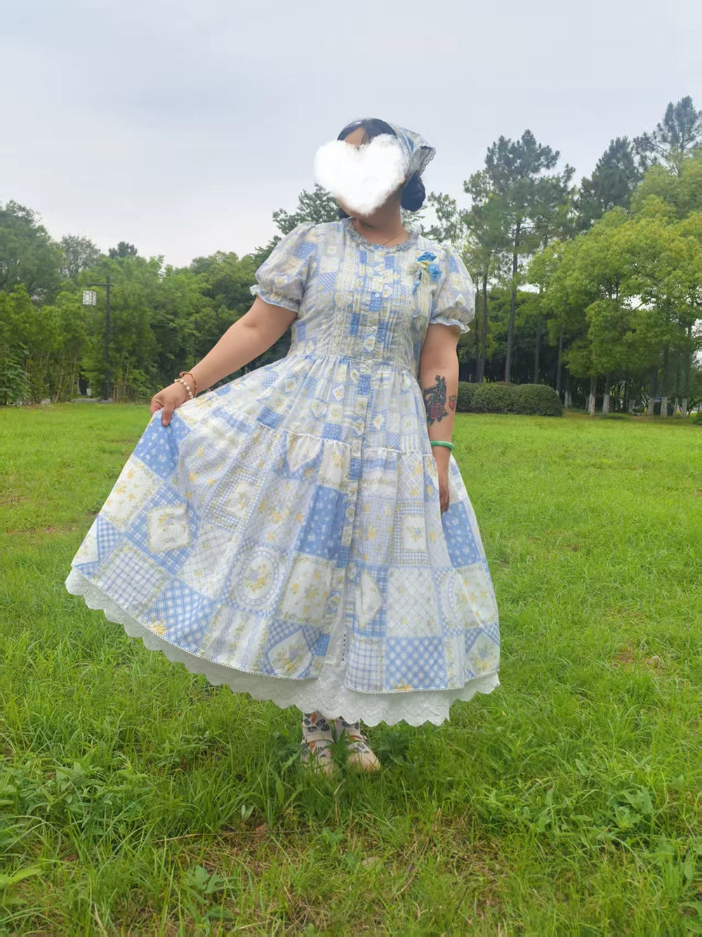 【受注予約7/14まで】Pathwork Garden カントリー風半袖ワンピース