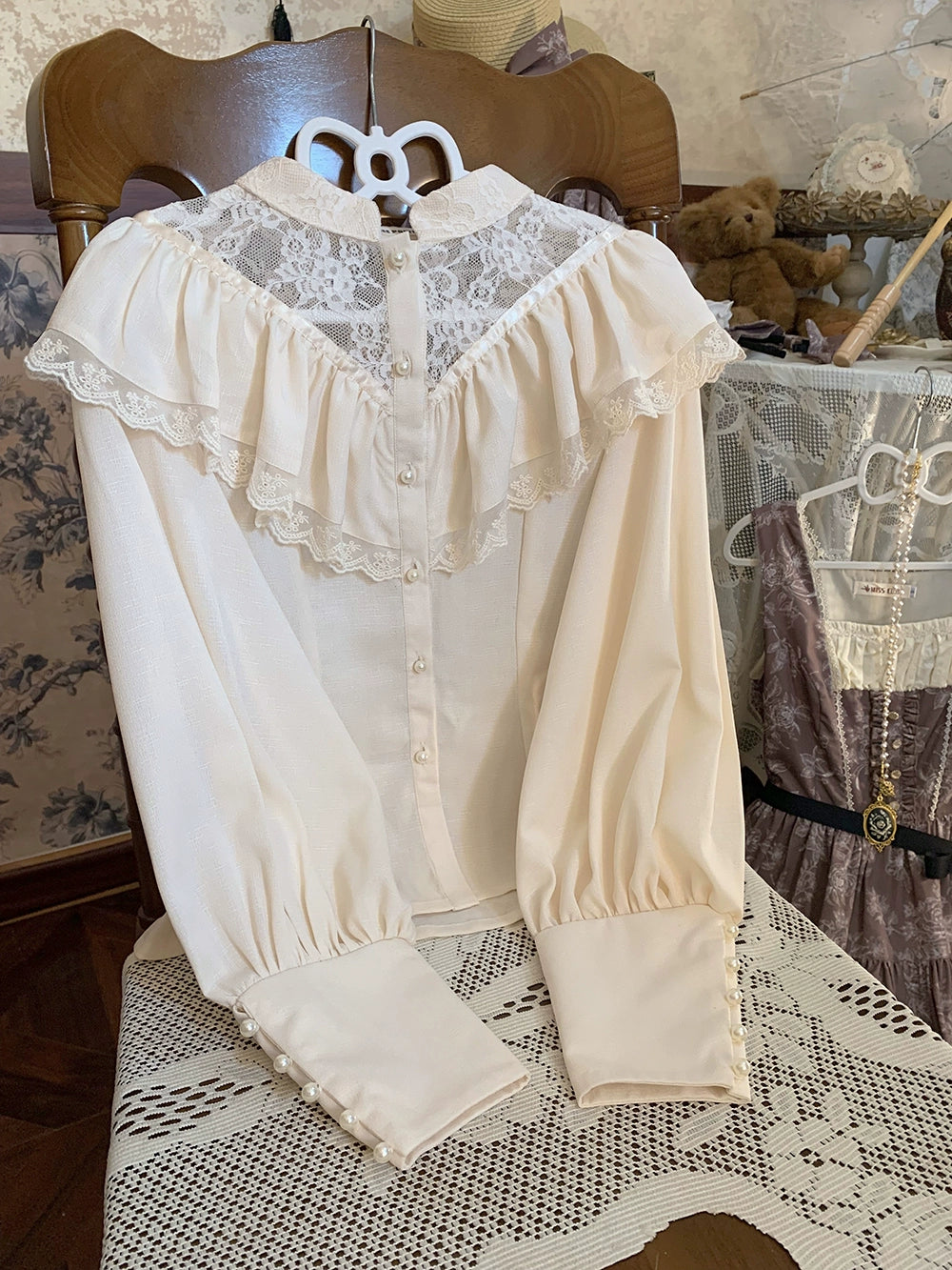 【予約販売】Sketch Wild Rose フリルスタンドカラーブラウス