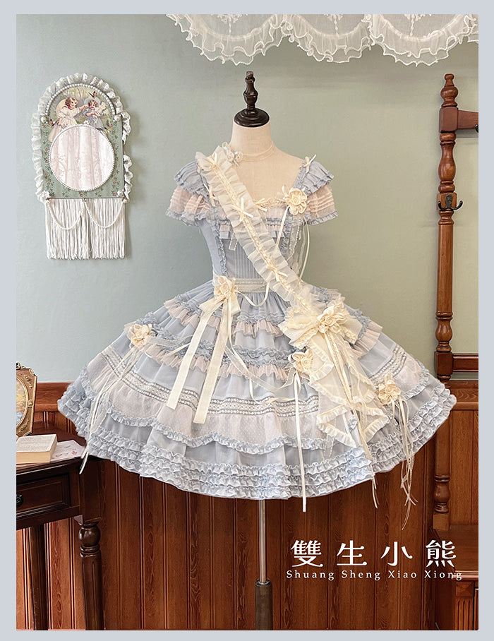 【受注予約4/28まで】Camellia Dream スクエアネックワンピース・ショート丈