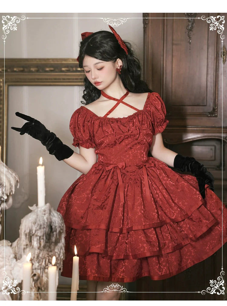 Rose of Thorns Cross Neck Ribbon Dress