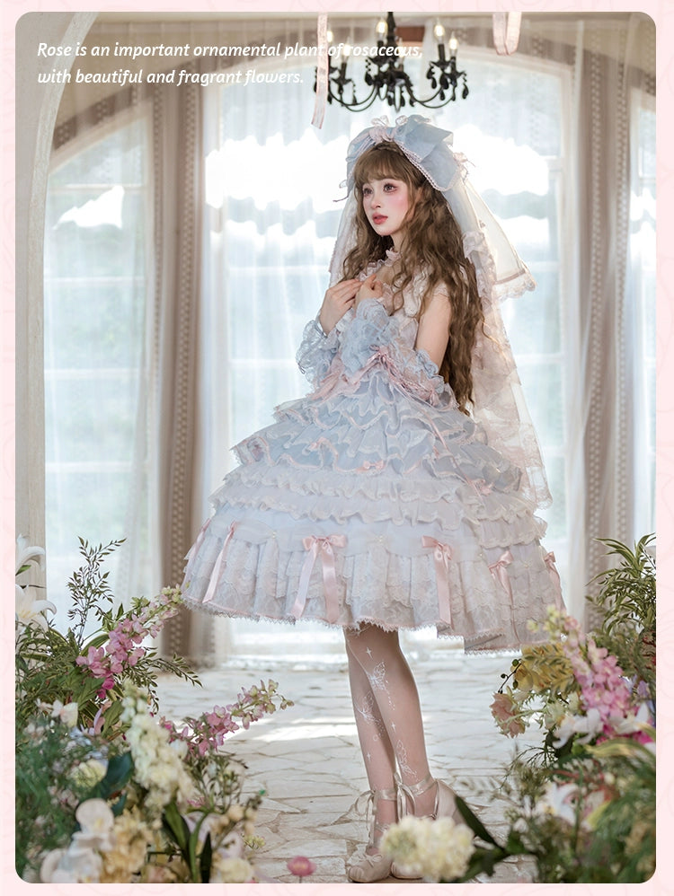 【受注予約8/6まで】Rose Courtyard レースとリボンのドレス・新色