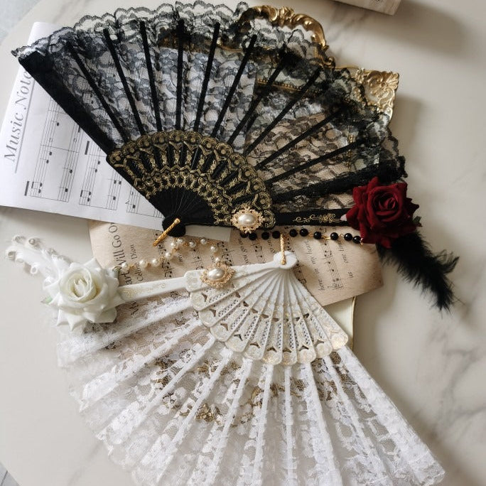 Gothic Lolita Rose Elegant Fan All 2 colors