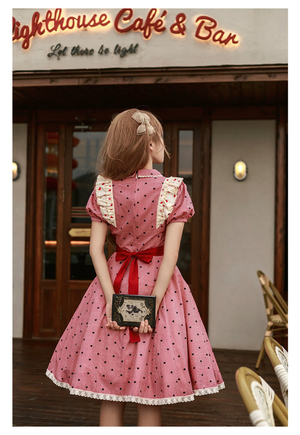 Ruby Chocolate Heart Dot Short Sleeve Dress
