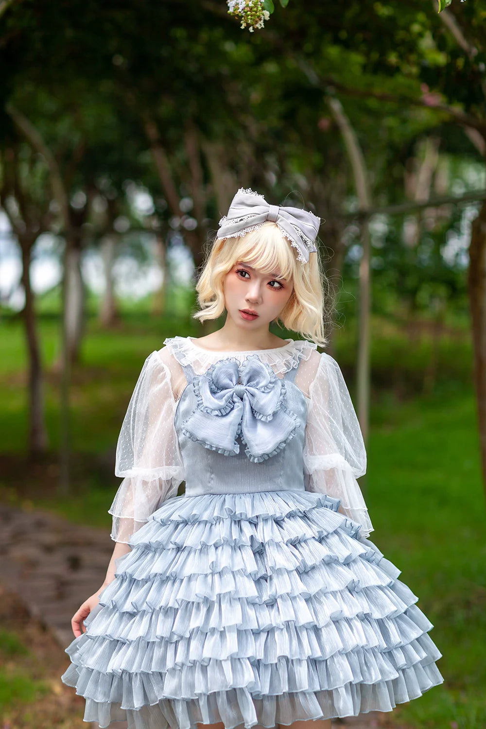 Sheer dot three-quarter length blouse
