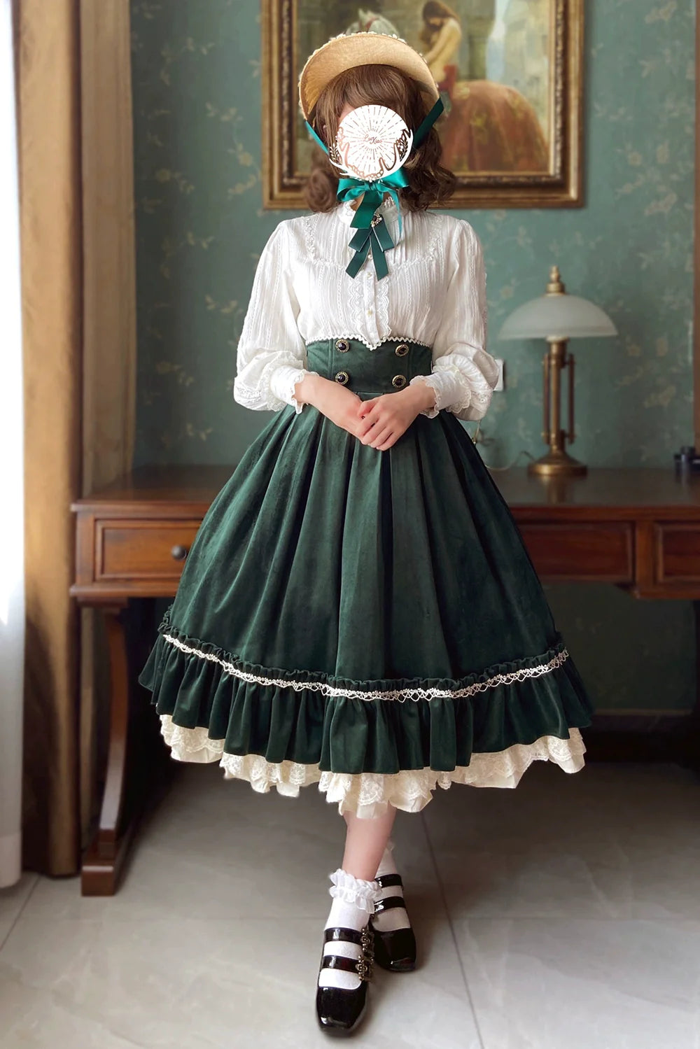 [Pre-order] British Classical Lolita Velvet High Waist Skirt