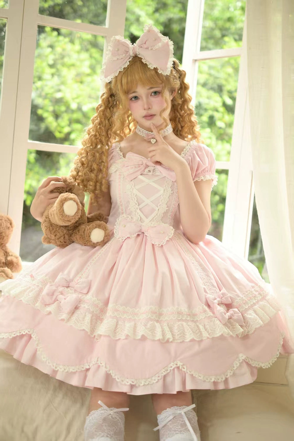 【予約販売】Antique Petal Rabbit リボンワンピース