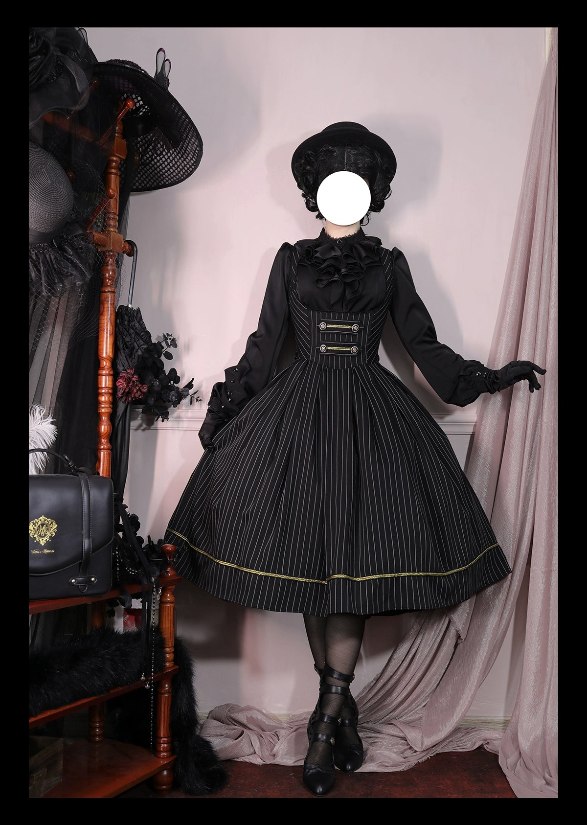 [Pre-orders available until 9/29] Bright Moon Corset Jumper Skirt Stripe [Black]