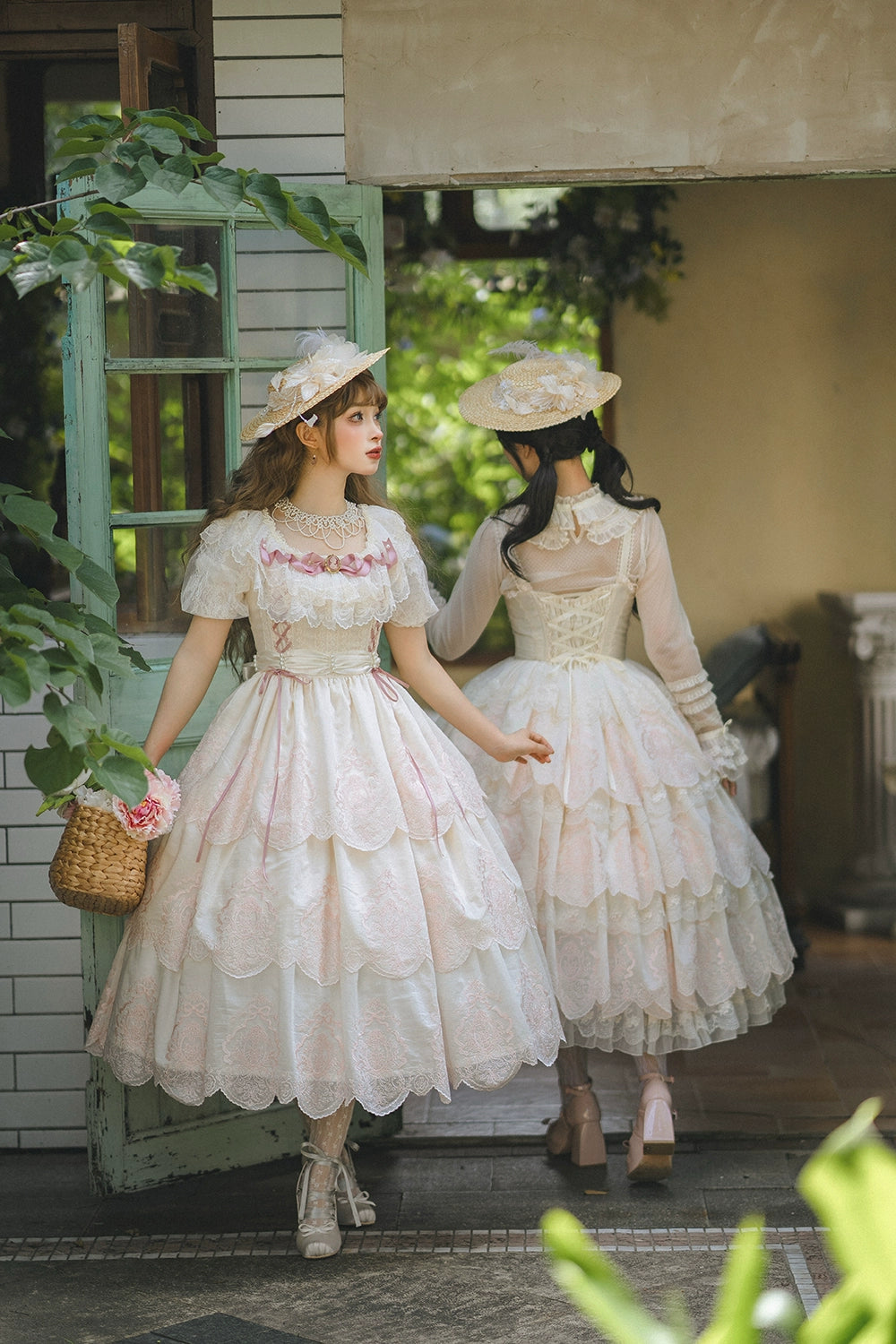 【受注予約9/25まで】Noble Garden 付け袖付き刺繍ワンピース