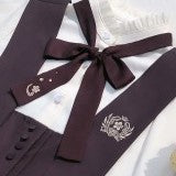 Japanese-style deep purple jumper skirt and blouse, haori, ribbon tie, corsage only