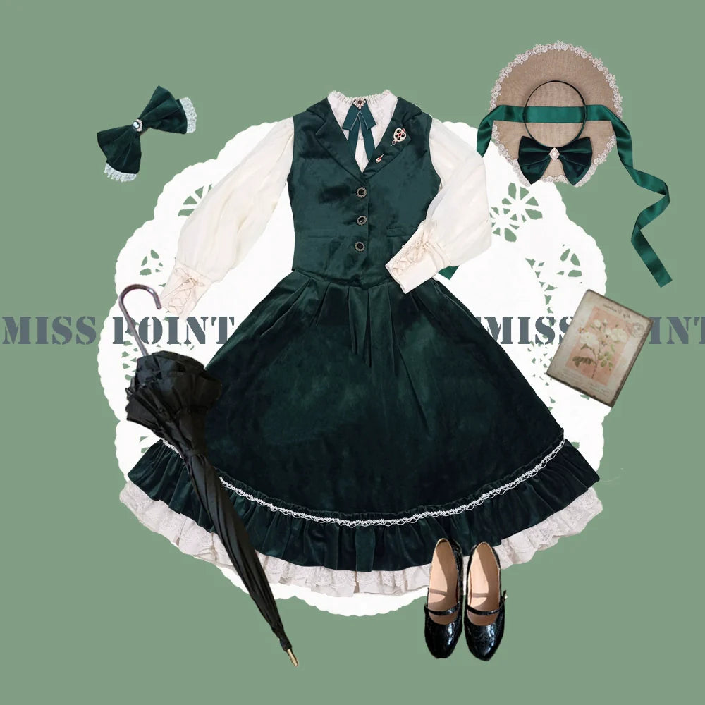 [Pre-order] British Classical Lolita Velvet High Waist Skirt