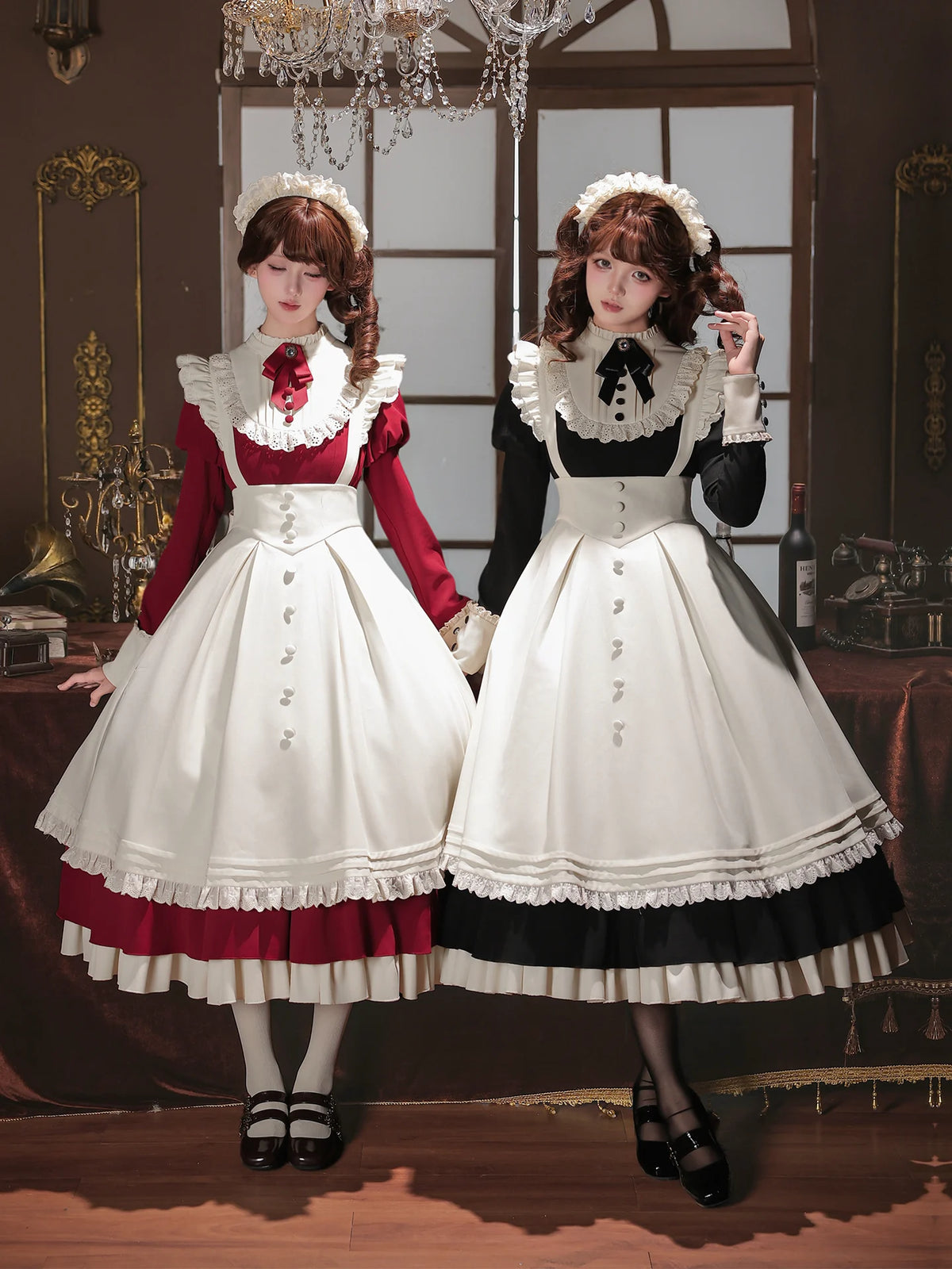 Rita メイド風クラシカルエプロン・カチューシャ付きワンピース