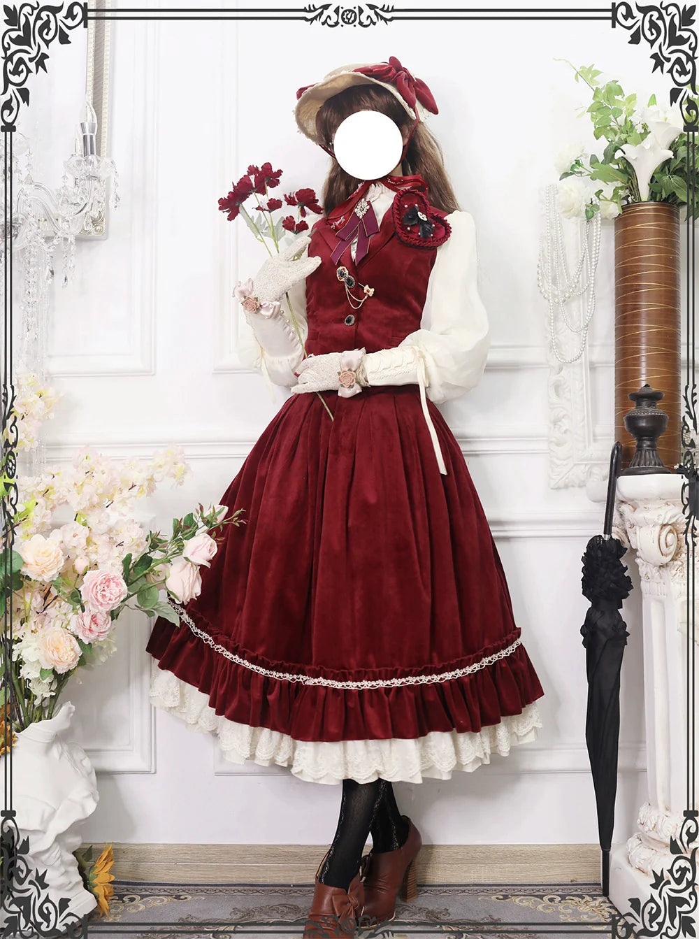 [Pre-order] British Classical Lolita Velvet High Waist Skirt