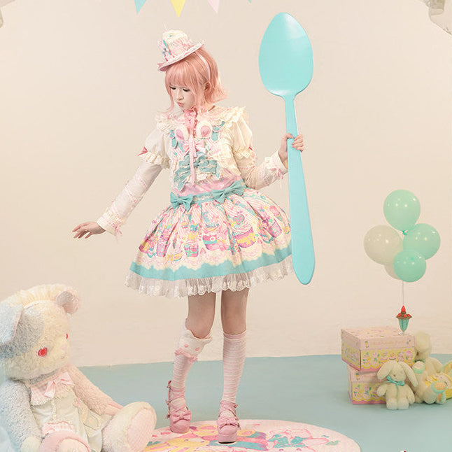 【受注予約1/26まで】Sweet Cup Cake プリントサスペンダースカート