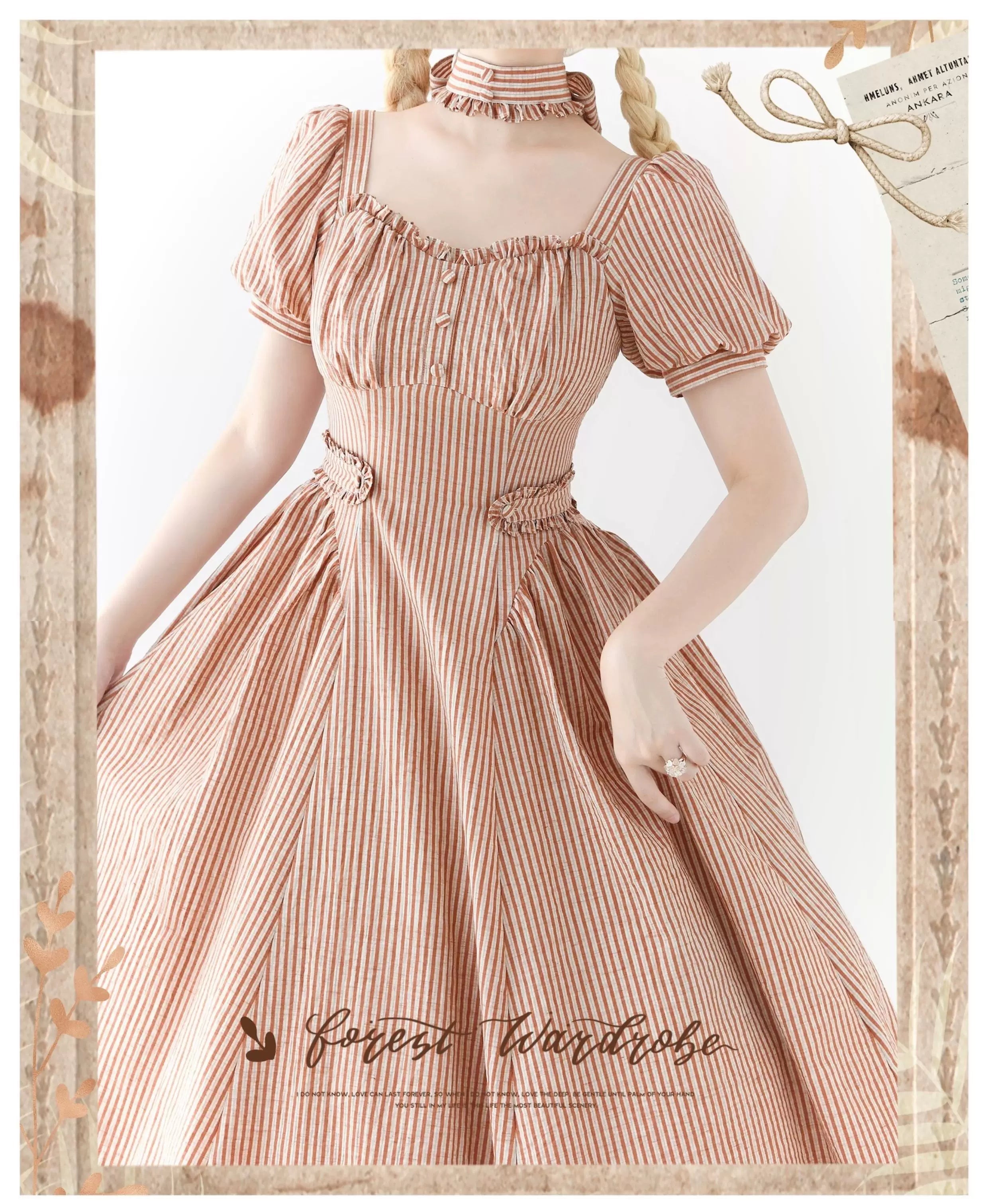 Chantilly Forest ストライプのフレンチガーリーワンピース
