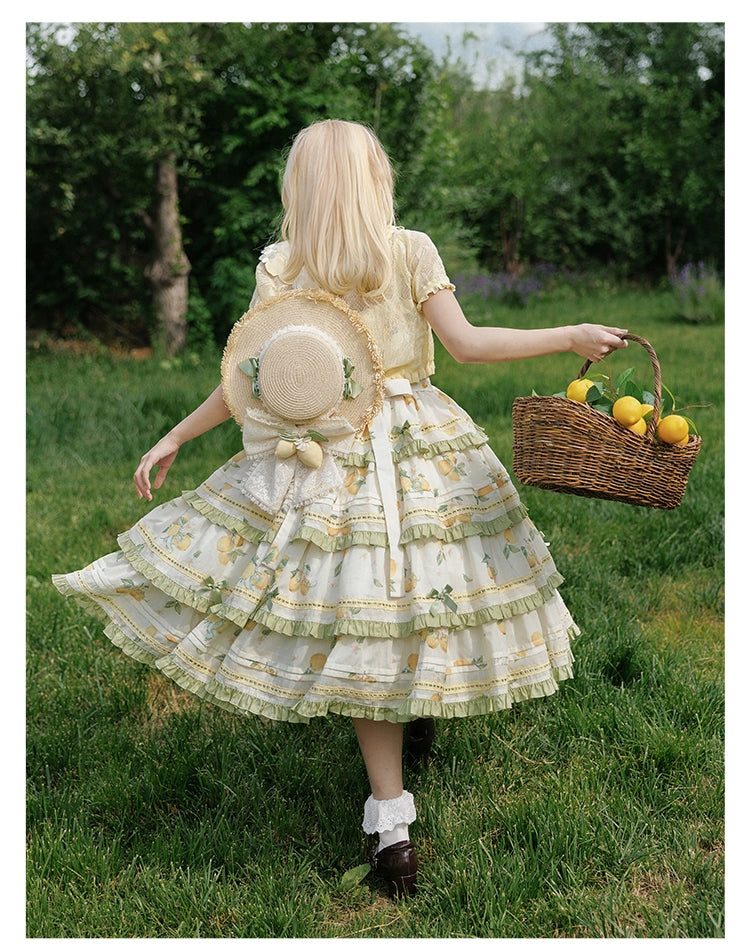 【受注予約7/16まで】Limone Town カントリー風ティアードジャンパースカート