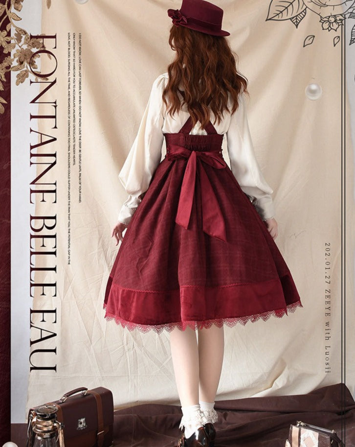 Fontainebleau checkered high waist jumper skirt