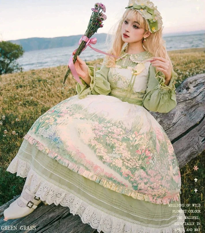[Resale/Pre-orders available until 2/12] Fragrant Grass Print Jumper Skirt