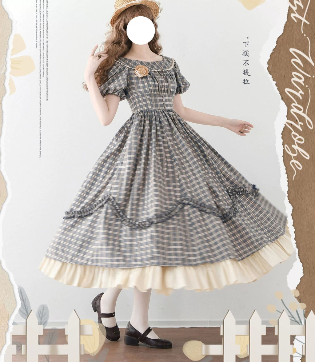 Forest Picnic チェックのワンピース