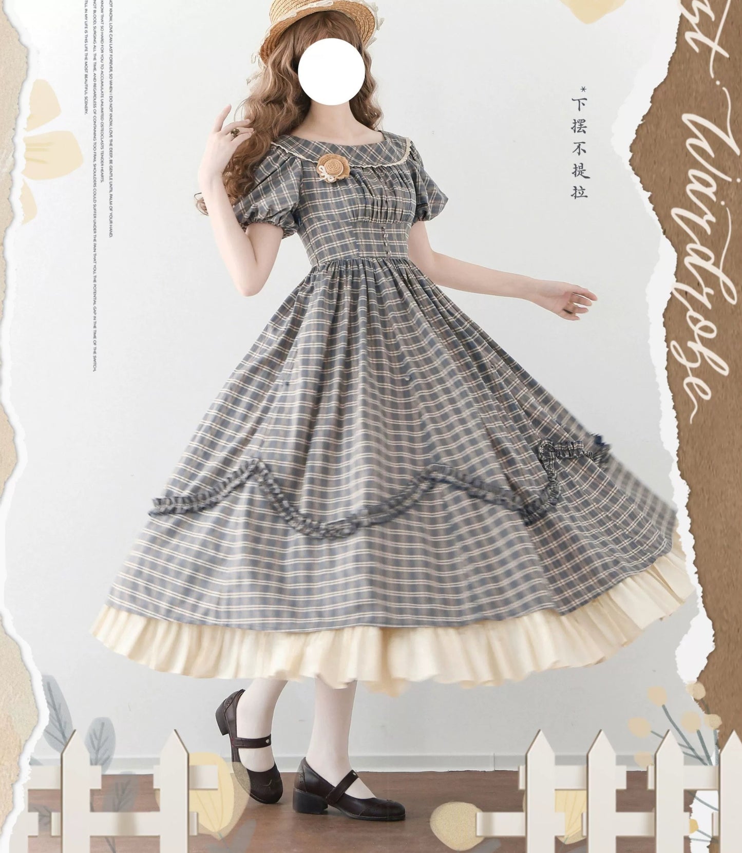 Forest Picnic チェックのワンピース