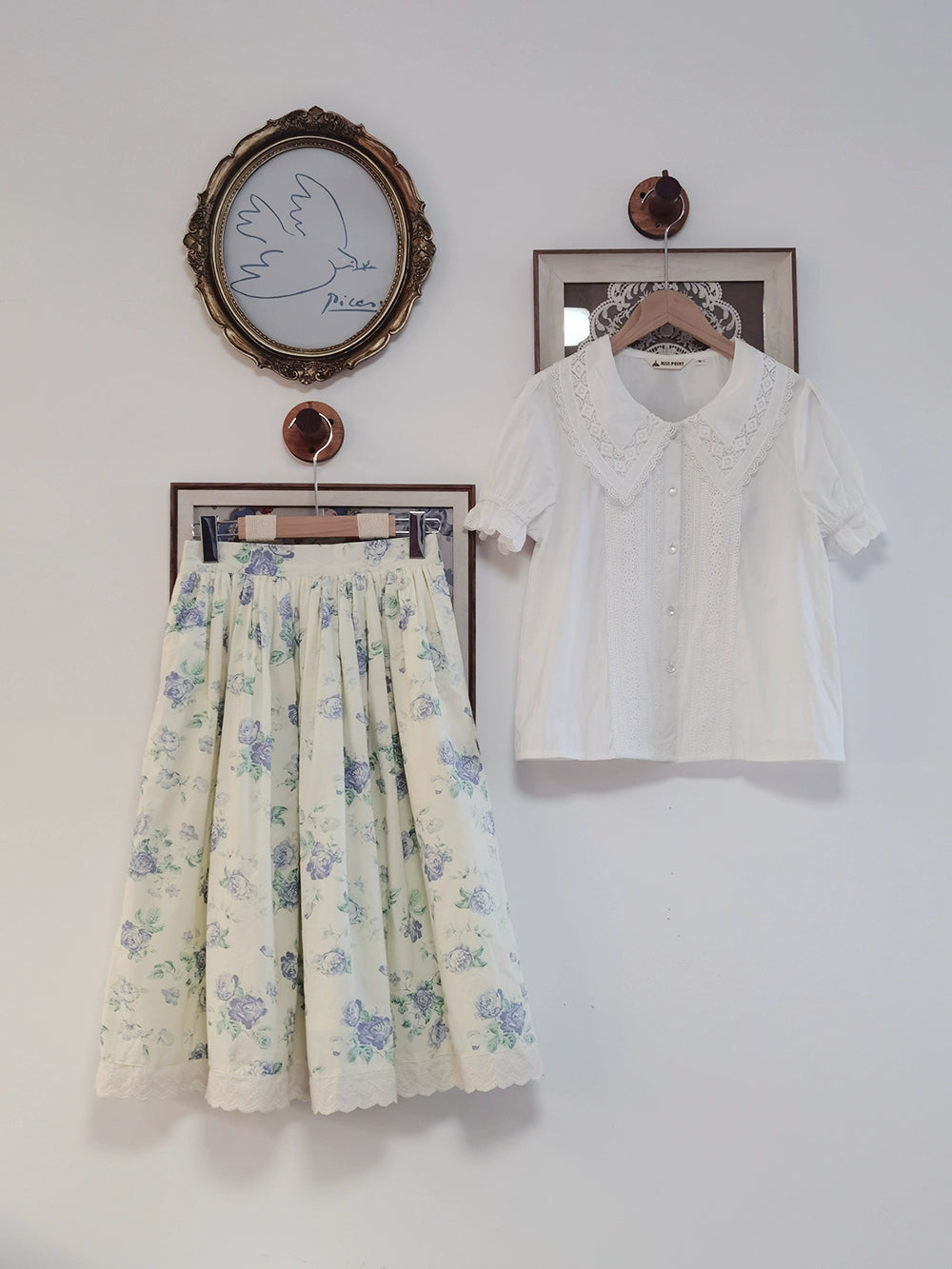 【予約販売】Rose Song ヴィンテージデザイン半袖ブラウス